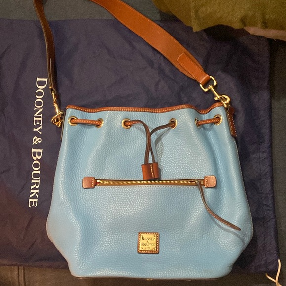Dooney & Bourke Handbags - Dooney & Bourke Blue Leather draw string pebble grain